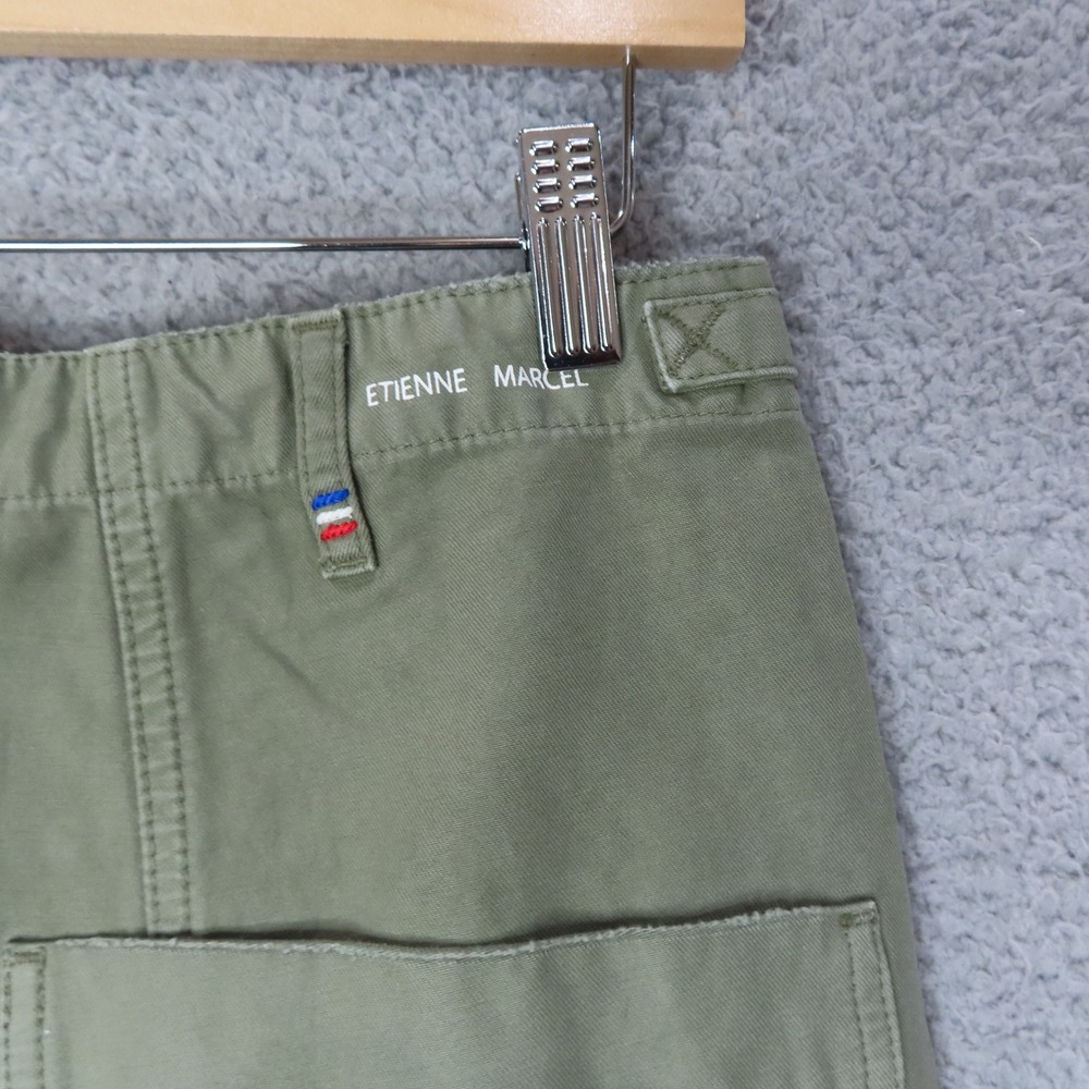 Etienne Marcel Drop Crotch Utility Pants Olive Green Distressed Cropped 25 Lux - Picture 6 of 16
